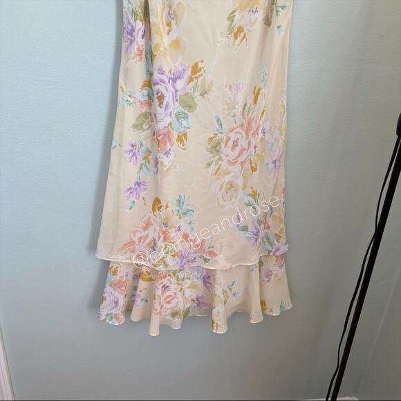 Vintage Metaphor 90s Pastel Yellow Pink Maxi Dress With Shawl Jacket 8 M - Picture 10 of 12